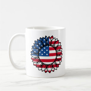 American Flag Sunflower Kaffeetasse