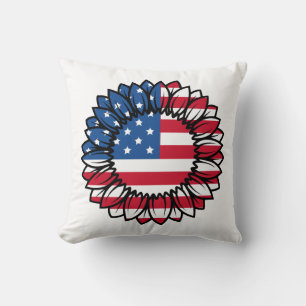American Flag Sunflower Kissen