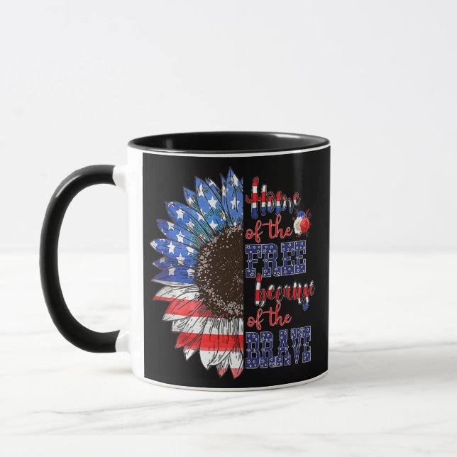 American Flag Sunflower Patriotic 4. Juli Tasse (Links)