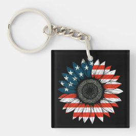 American Flag Sunflower Schlüsselanhänger