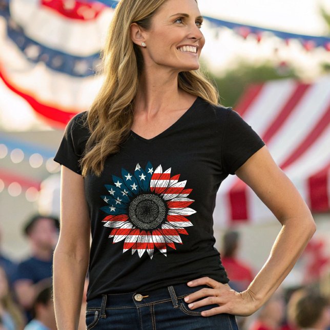 American Flag Sunflower T-Shirt (Von Creator hochgeladen)