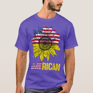 American Flag Sunflower Vintag American Lover T-Shirt