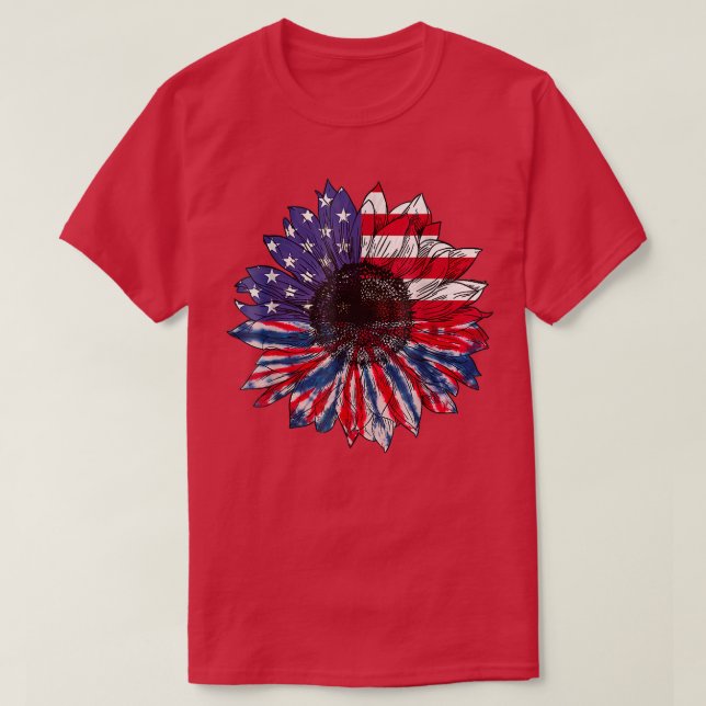 American Flag Sunflower White Blue Gefärbte Krawat T-Shirt (Design vorne)