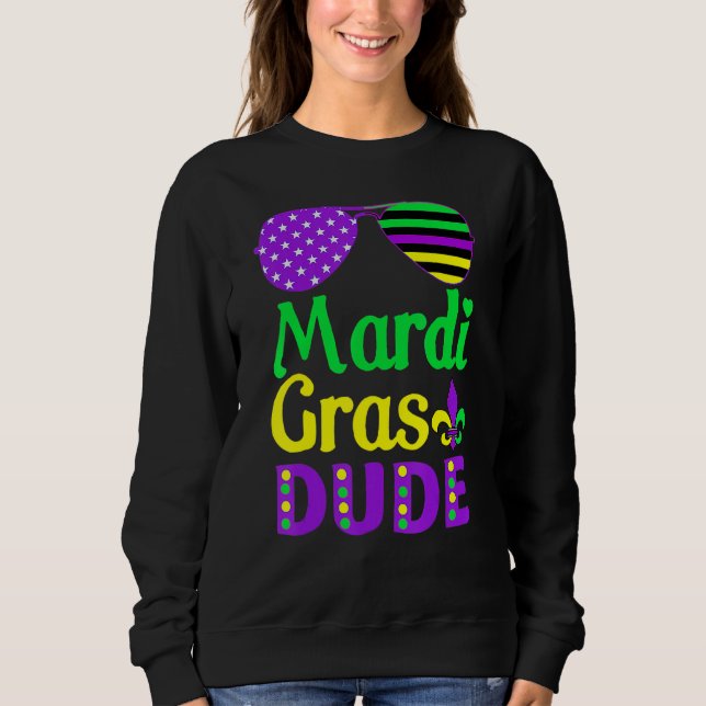 American Flag Sunglasses Mardi Gras Dude Sweatshirt (Vorderseite)