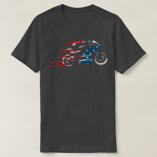 American Flag Super Bike Moto GP 4. Juli Dirt T-Shirt (Design vorne)