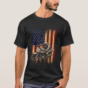 American Flag Super Bike Moto GP 4th July Dirt T-Shirt