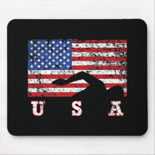 American Flag Swimming USA Gift Swim Team Premium Mousepad