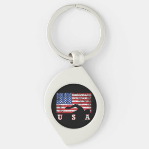 American Flag Swimming USA Gift Swim Team Premium Schlüsselanhänger
