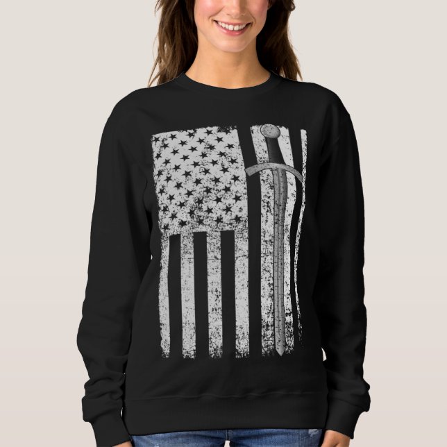 American Flag Sword Blade USA Patriotic Sweatshirt (Vorderseite)