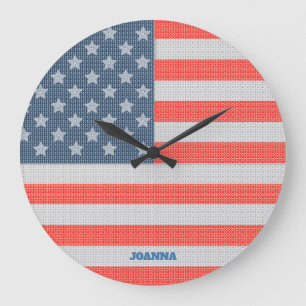 American Flag Texture Große Wanduhr