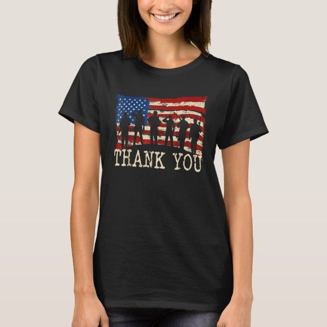 American Flag Thank You Veterans Proud Veteran T-Shirt (Vorderseite)