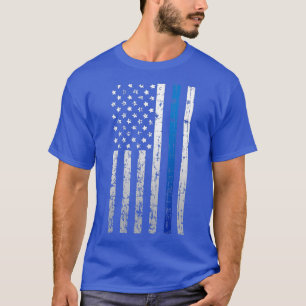American Flag Thin Blue Line Law Cool Police T-Shirt