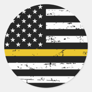 American Flag Thin Gold Line Runder Aufkleber