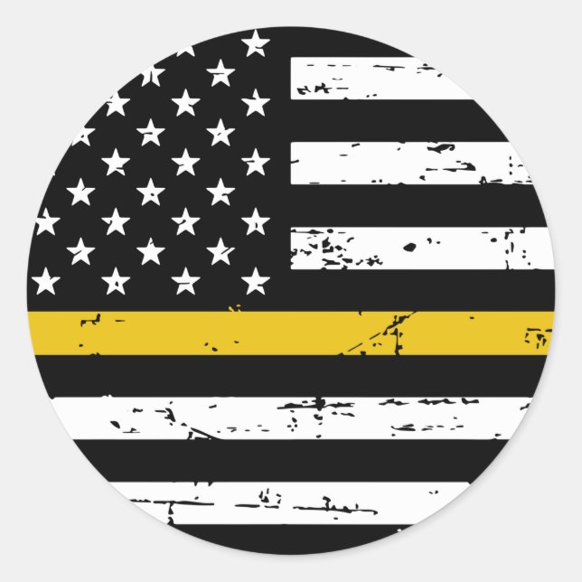 American Flag Thin Gold Line Runder Aufkleber (Vorderseite)