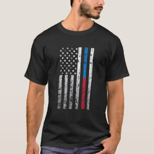 American Flag Thin Red Blue Line Law Feuerwehrmann T-Shirt