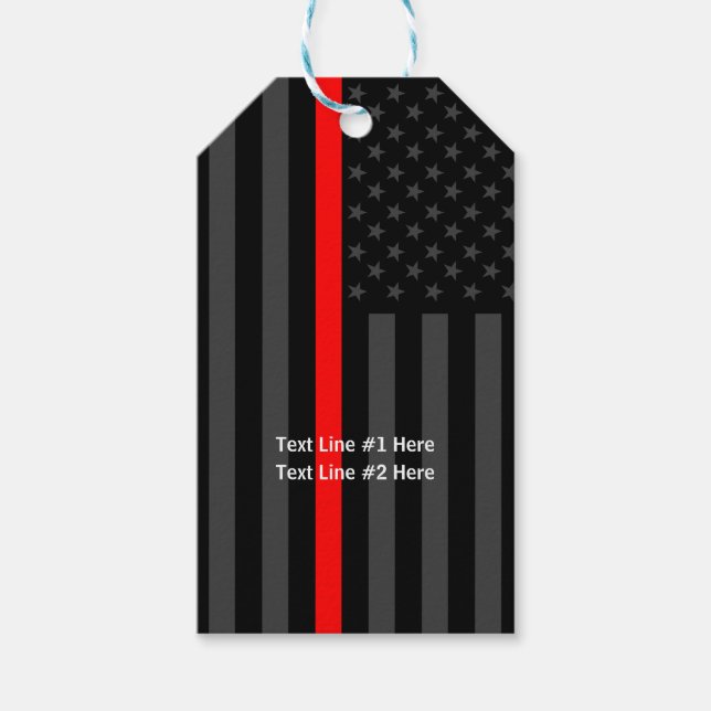 American Flag Thin Red Line Personalisiert auf ein Geschenkanhänger (Vorderseite)