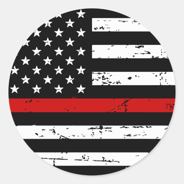 American Flag Thin Red Line Runder Aufkleber (Vorderseite)