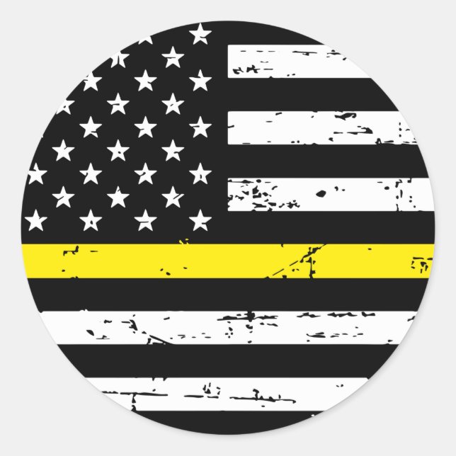 American Flag Thin Yellow Line Runder Aufkleber (Vorderseite)