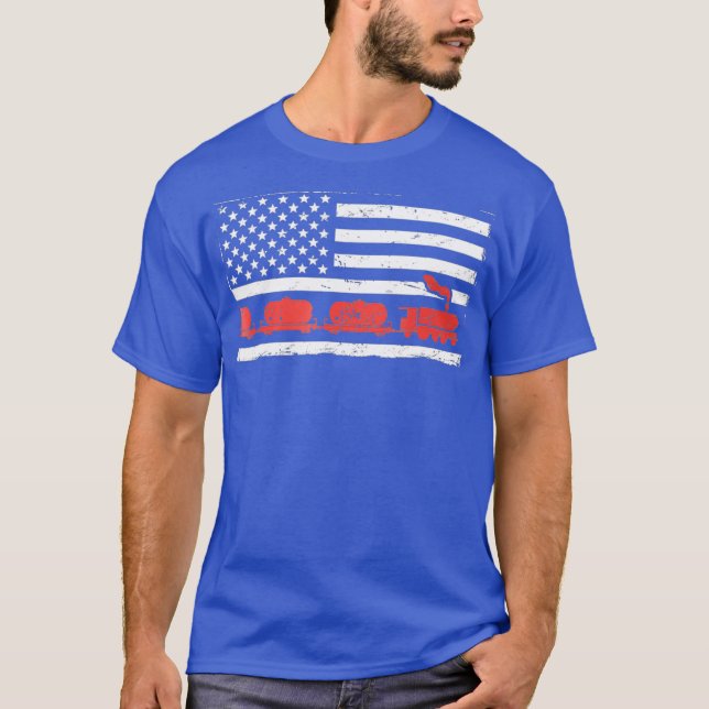 American Flag Train Conductor T-Shirt (Vorderseite)