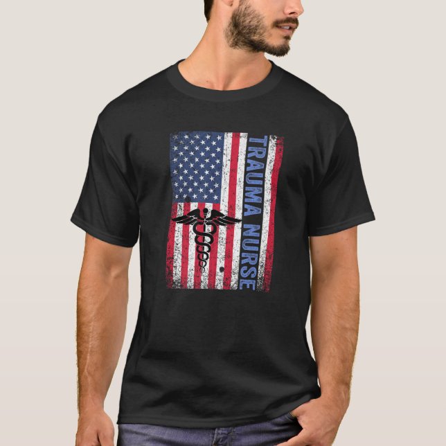 American Flag Trauma Nurses RN ER Nursing Gift Jul T-Shirt (Vorderseite)