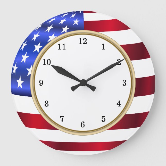 American Flag Trial Red White and Blue Große Wanduhr (Vorderseite)