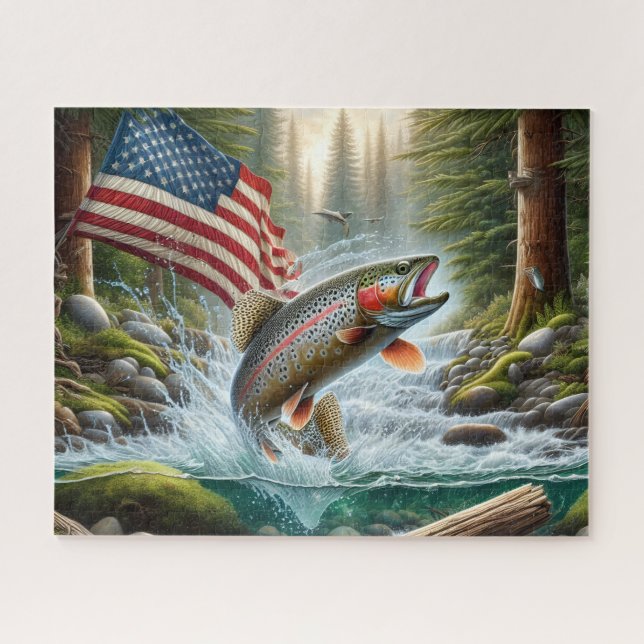 American Flag Trout Puzzle (Horizontal)