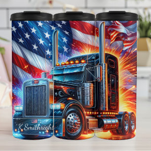 American Flag Truck Feuerwerk Ruhm Thermosbecher