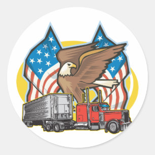 American Flag Trucker Runder Aufkleber