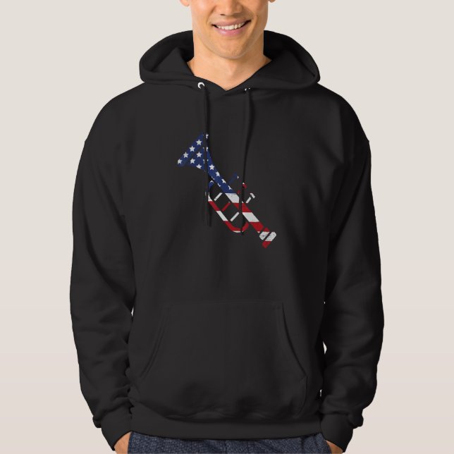American Flag Trumpet Brass Musical Instrument Cla Hoodie (Vorderseite)
