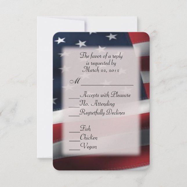 American Flag UAWG with Entree Choice RSVP Karte (Vorderseite)