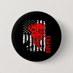 American Flag United Staaten Tornado Storm Chaser  Button