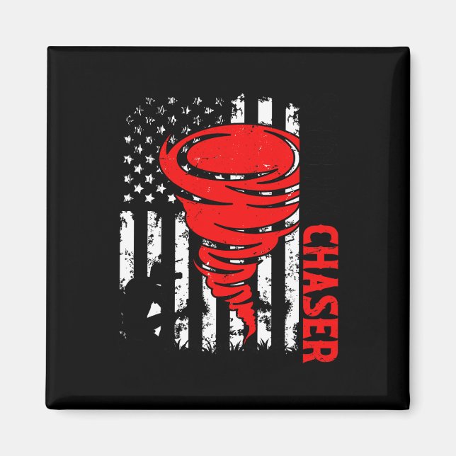 American Flag United Staaten Tornado Storm Chaser  Magnet (Vorne)