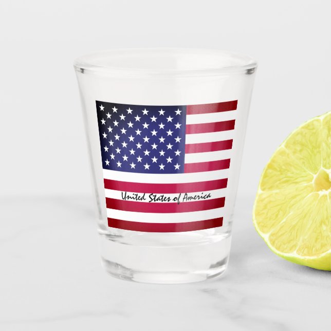 American Flag & United Staaten - USA Party /sports Schnapsglas (Vorderseite)