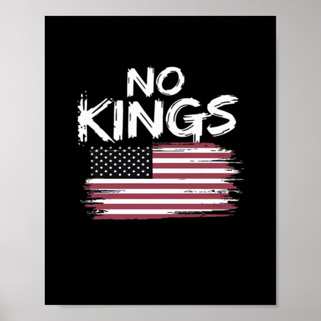 American Flag Upside Down Distress No Kings Long F Poster (Vorne)