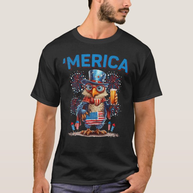 American Flag US Patriotic Chicken 4th Of July Mer T-Shirt (Vorderseite)