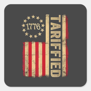 American Flag USA 1776 American Tarrifs Quadratischer Aufkleber