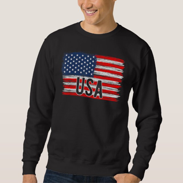 American Flag USA 4th of July Independence Day Pat Sweatshirt (Vorderseite)