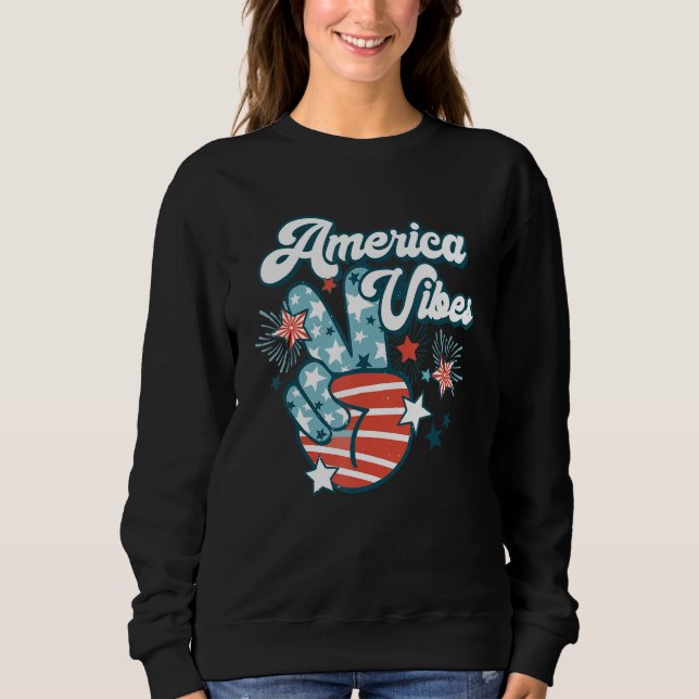 American Flag USA 4th of July Independence Day Pat Sweatshirt (Vorderseite)