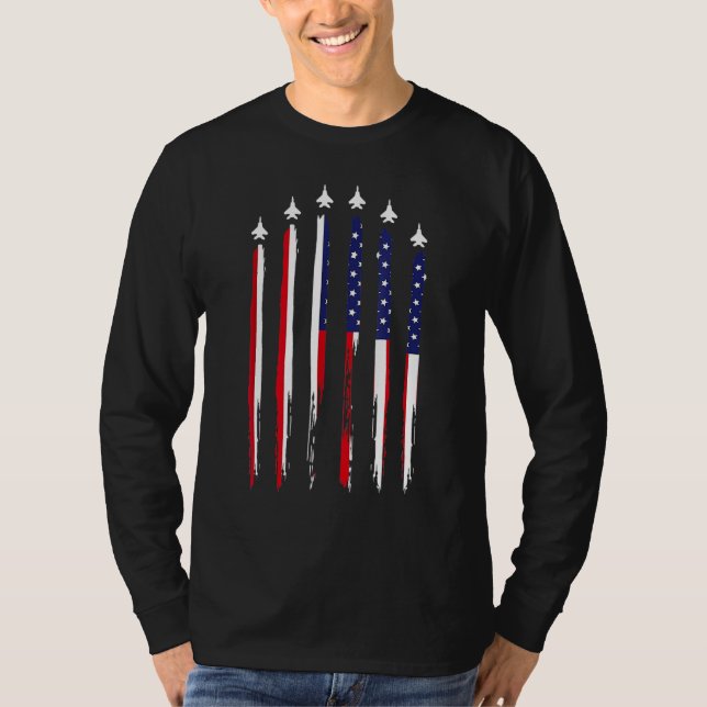 American Flag Usa Airplane Jet Fighter 4th Of July T-Shirt (Vorderseite)