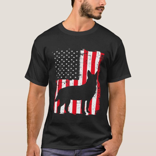 American Flag USA Australian Cattle Dog Blue Red H T-Shirt (Vorderseite)