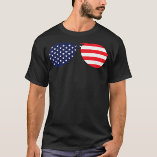 American Flag USA Aviator-Sonnenbrille T-Shirt