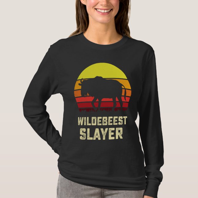 American Flag USA Blue Wildebeest Gnu Antelope Hun T-Shirt (Vorderseite)