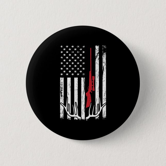 American Flag USA Hunter Hunt Fun Junting Apparel Button (Vorderseite)
