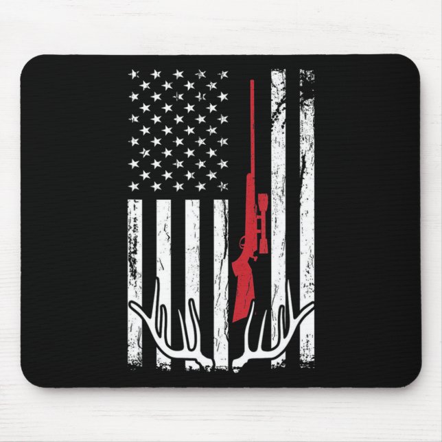 American Flag USA Hunter Hunt Fun Junting Apparel Mousepad (Vorne)