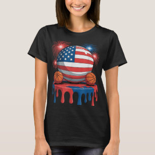 American Flag Usa Ice Creme Tropfen Game Basketbal T-Shirt