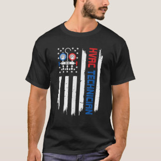 American Flag USA Patriotic 4. Juli HVAC Techn T-Shirt
