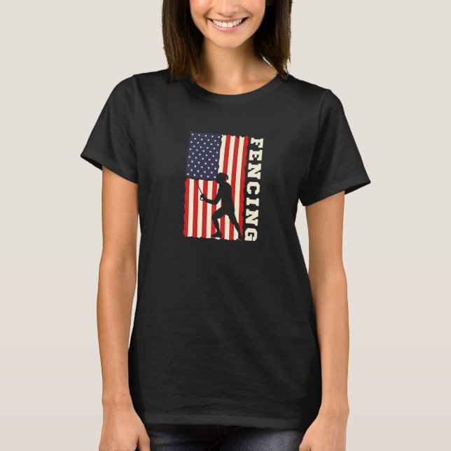 American Flag USA Patriotic Fencing Fencing Coach  T-Shirt (Vorderseite)