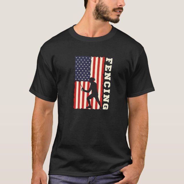 American Flag USA Patriotic Fencing Fencing Coach  T-Shirt (Vorderseite)