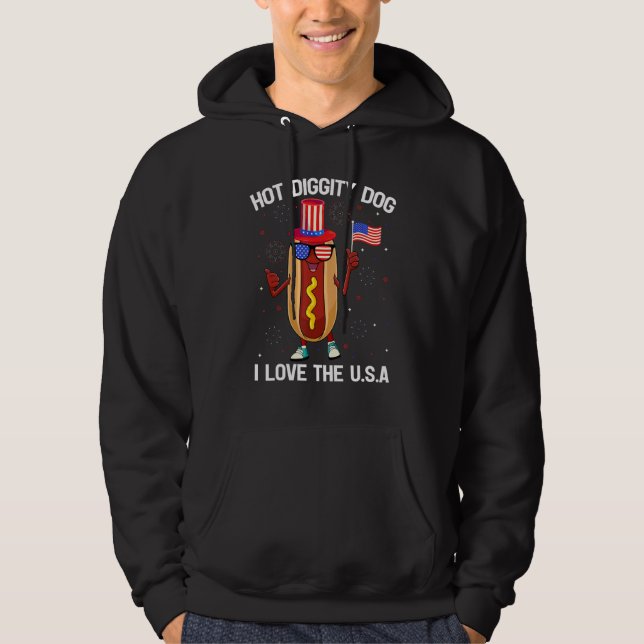 American Flag USA Patriotic  Hotdog 4th Of July Hoodie (Vorderseite)