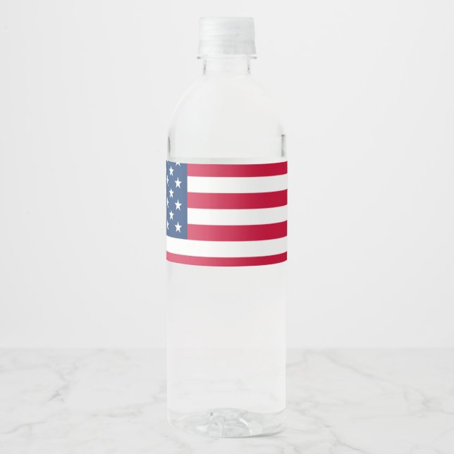 American Flag USA Patriotic Water Bottle Label Wasserflaschenetikett (Vorderseite)